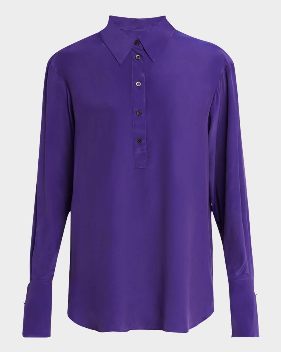 Corsala Button Down Silk-Blend Shirt